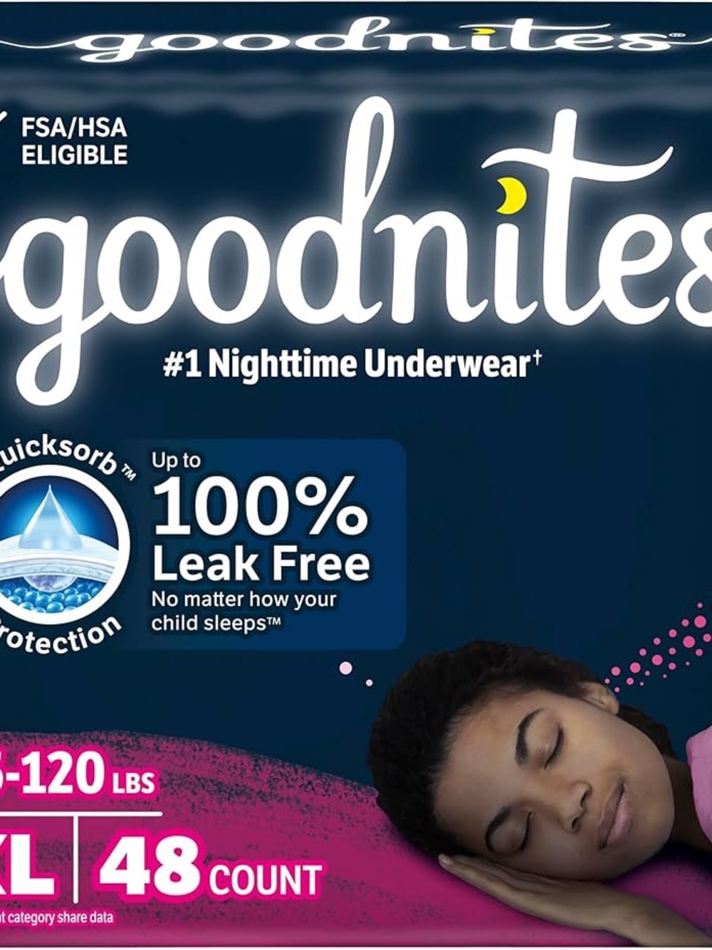 2 Boxes of Goodnites Kids Nighttime Underwear XL - Pink - 48 total 96